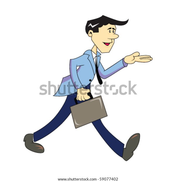 Drawing Man Briefcase Going Work Stock Vector Royalty Free