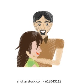 drawing man caress woman romance