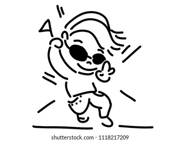 drawing Man cheering encouragement, vector illustration.