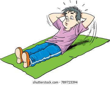 Drawing of a man doing abdominal exercises