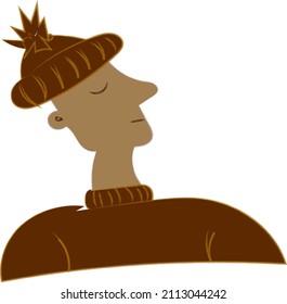 drawing of a man in a hat on a white background