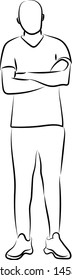 Drawing of man, illustration, vector on white background.