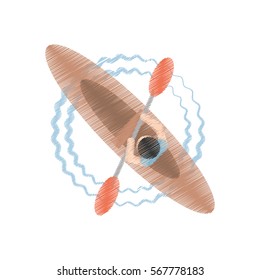 drawing man kayak adventure vector illustration eps 10
