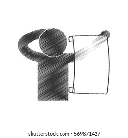 drawing man with paper newsletter figure pictogram vector illustration eps 10