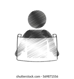 drawing man reading print paper figure pictogram vector illustration eps 10