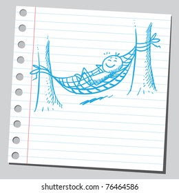 Drawing Of A Man Resting In Hammock