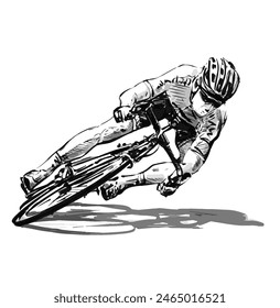 Drawing of a man riding the road bicycle racing 