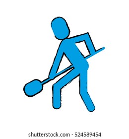 drawing man shovel digging work construction