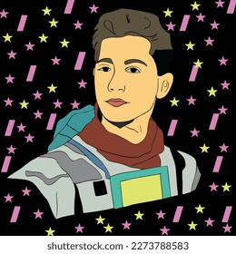 
drawing of a man in a themed suit
vector drawing in color