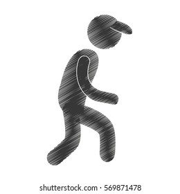 drawing man walking with cap figure pictogram vector illustration eps 10