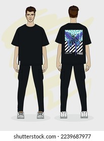 drawing of man wearing hoodie and joggers pants