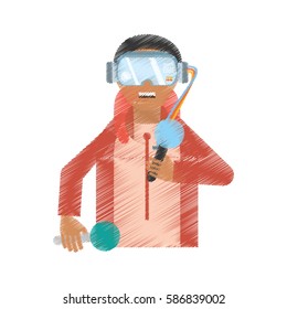 drawing man wearing vr goggles control vector illustration eps 10