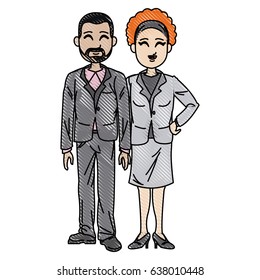 drawing man and woman business people work