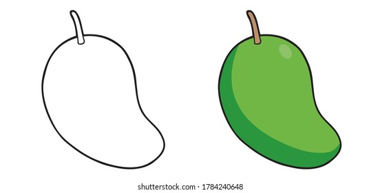 drawing of a mango for children's education,coloring top view