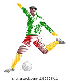 Dibujo del arquero de un hombre saltando para atrapar la pelota hecha de pinceladas estilo boceto