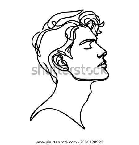 Drawing of a man's portrait in one line style. Male face. Vector illustration
