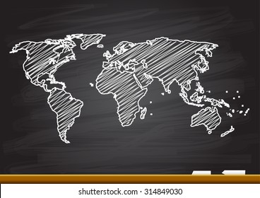 Drawing of map on blackboard