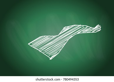 Drawing map on blackboard of american Samoa. drawn on chalkboard with scribbled map of american Samoa. can be use for education. vector illustration.