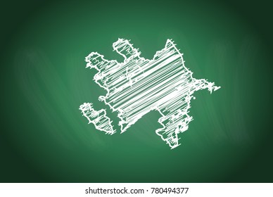 Drawing map on blackboard of azerbaijan. drawn on chalkboard with scribbled map of azerbaijan. can be use for education. vector illustration.