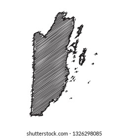Drawing map on blackboard of Belize. drawn on chalkboard with scribbled map of Belize. can be use for education. vector illustration.