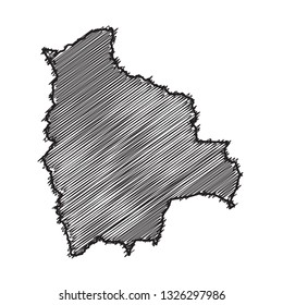 Drawing map on blackboard of Bolivia. drawn on chalkboard with scribbled map of Bolivia. can be use for education. vector illustration.