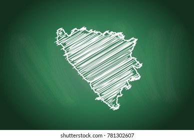 Drawing map on blackboard of bosnia Herzegovina Cantons. drawn on chalkboard with scribbled map of bosnia Herzegovina Cantons. can be use for education. vector illustration.