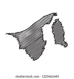Drawing map on blackboard of Brunei Darussalam. drawn on chalkboard with scribbled map of Brunei Darussalam. can be use for education. vector illustration.