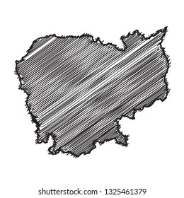 Drawing map on blackboard of Cambodia. drawn on chalkboard with scribbled map of Cambodia. can be use for education. vector illustration.