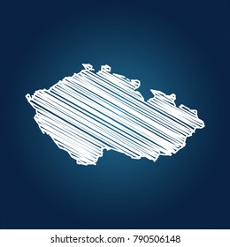 Drawing map on blackboard of Czech Republic. drawn on chalkboard with scribbled map of Czech Republic can be use for education. vector illustration.