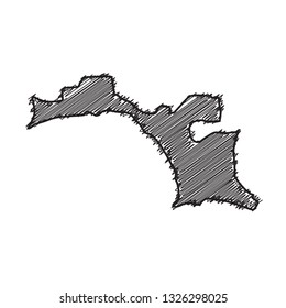 Drawing map on blackboard of Esperanto. drawn on chalkboard with scribbled map of Esperanto. can be use for education. vector illustration.