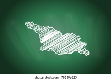 Drawing map on blackboard of georgia. drawn on chalkboard with scribbled map of georgia. can be use for education. vector illustration.