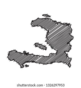 Drawing map on blackboard of Haiti. drawn on chalkboard with scribbled map of Haiti. can be use for education. vector illustration.