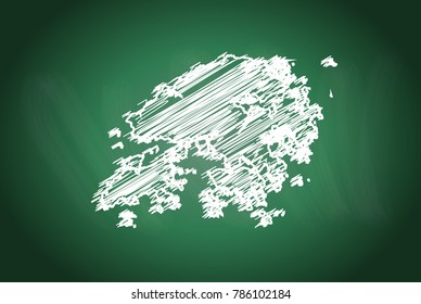 Drawing map on blackboard of hong Kong. drawn on chalkboard with scribbled map of hong Kong. can be use for education. vector illustration.