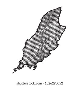Drawing map on blackboard of Isle of Man. drawn on chalkboard with scribbled map of Isle of Man. can be use for education. vector illustration.