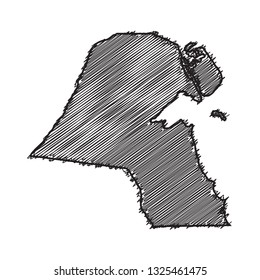 Drawing map on blackboard of Kuwait. drawn on chalkboard with scribbled map of Kuwait. can be use for education. vector illustration.