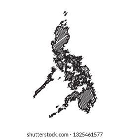 Drawing map on blackboard of Philippines. drawn on chalkboard with scribbled map of Philippines. can be use for education. vector illustration.