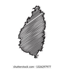 Drawing map on blackboard of Saint Lucia. drawn on chalkboard with scribbled map of Saint Lucia. can be use for education. vector illustration.