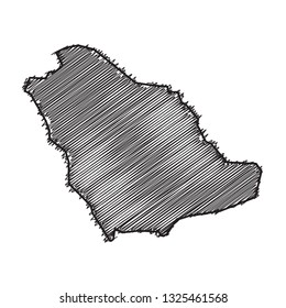 Drawing map on blackboard of Saudi Arabia. drawn on chalkboard with scribbled map of Saudi Arabia. can be use for education. vector illustration.