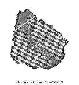Drawing map on blackboard of Uruguay. drawn on chalkboard with scribbled map of Uruguay. can be use for education. vector illustration.
