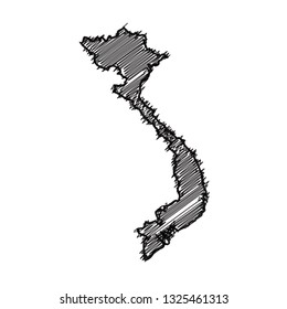 Drawing map on blackboard of Vietnam. drawn on chalkboard with scribbled map of Vietnam. can be use for education. vector illustration.