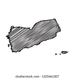 Drawing map on blackboard of Yemen. drawn on chalkboard with scribbled map of Yemen. can be use for education. vector illustration.