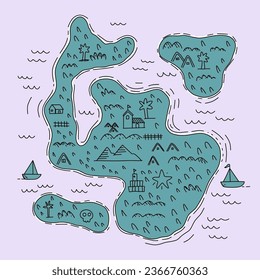 Drawing Map, sea and islands