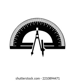 Drawing mathematical compass ruler icon | Black Vector illustration |