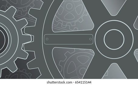 Drawing mechanical background with conected gears. Vector illustration.