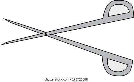Drawing of a medical scissors