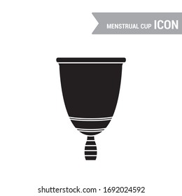 Dibujo de una taza menstrual. Un simple icono de la higiene de la mujer. Icono de color y línea. Vector editable.