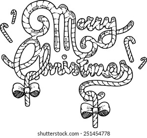 Drawing of Merry Christmas typography. 