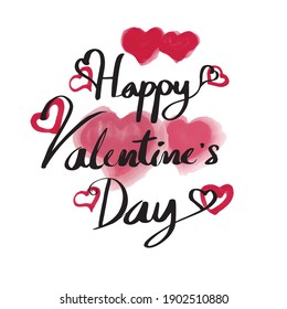 Drawing message Valentines day background with heart pattern and typography of happy valentines day text