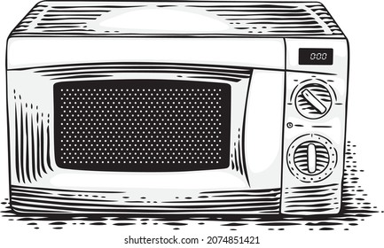 Drawing of microwave oven on the white background