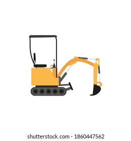 drawing of mini excavator on white background